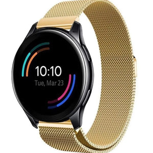 Milanese Strap, gold, on a watch, 3/4 front view