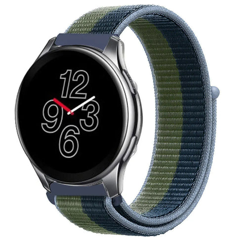 Nylon Strap, moss green, on a watch, 3/4 front view