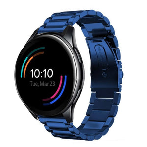 Steel Strap, blue, on a watch, 3/4 front view