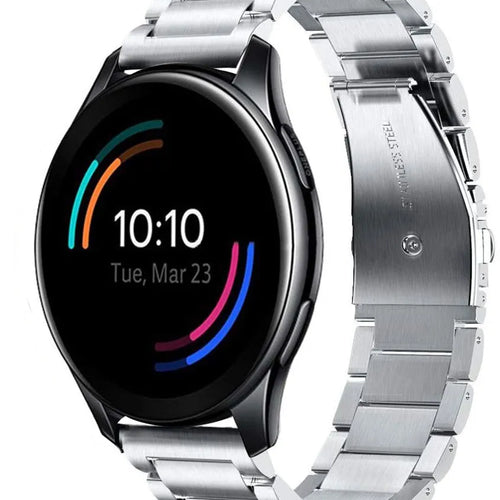 Titanium Strap, silver, on a watch, 3/4 front view