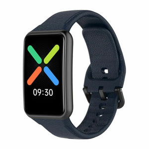 Silicone Strap, dark blue, on a watch, 3/4 front view