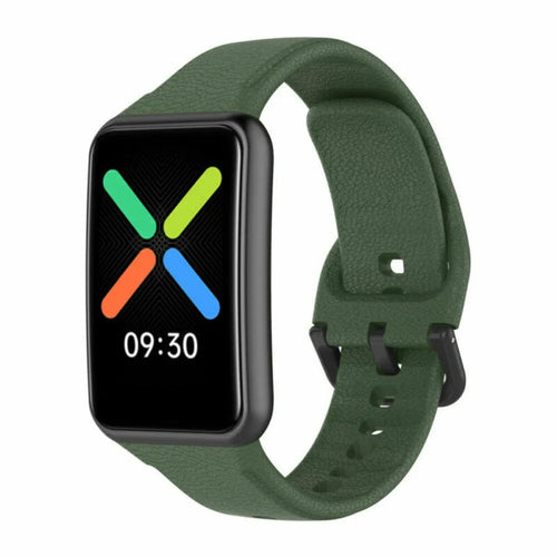 Silicone Strap, dark green, on a watch, 3/4 front view