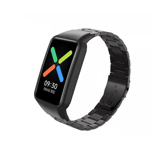 Steel Strap, black, on a watch, 3/4 front view
