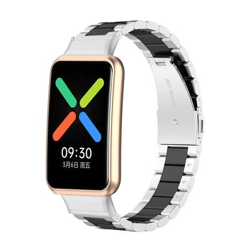 Steel Strap, silver/black, on a watch, 3/4 front view