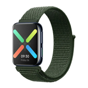 Nylon Strap, green, on a watch, 3/4 front view
