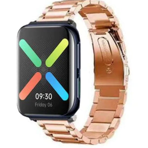 Steel Strap, rose gold, on a watch, 3/4 front view