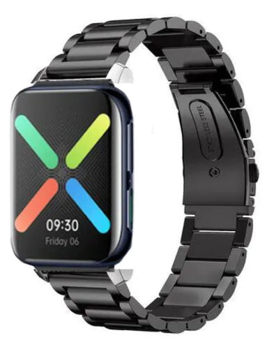 Steel Strap, black, on a watch, 3/4 front view