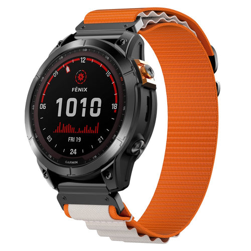 Correa Alpine nylon Garmin Fenix 7x (naranja/beige)