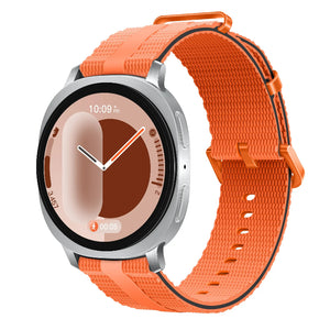 Silicone Active Strap, orange, on a watch, 3/4 front view