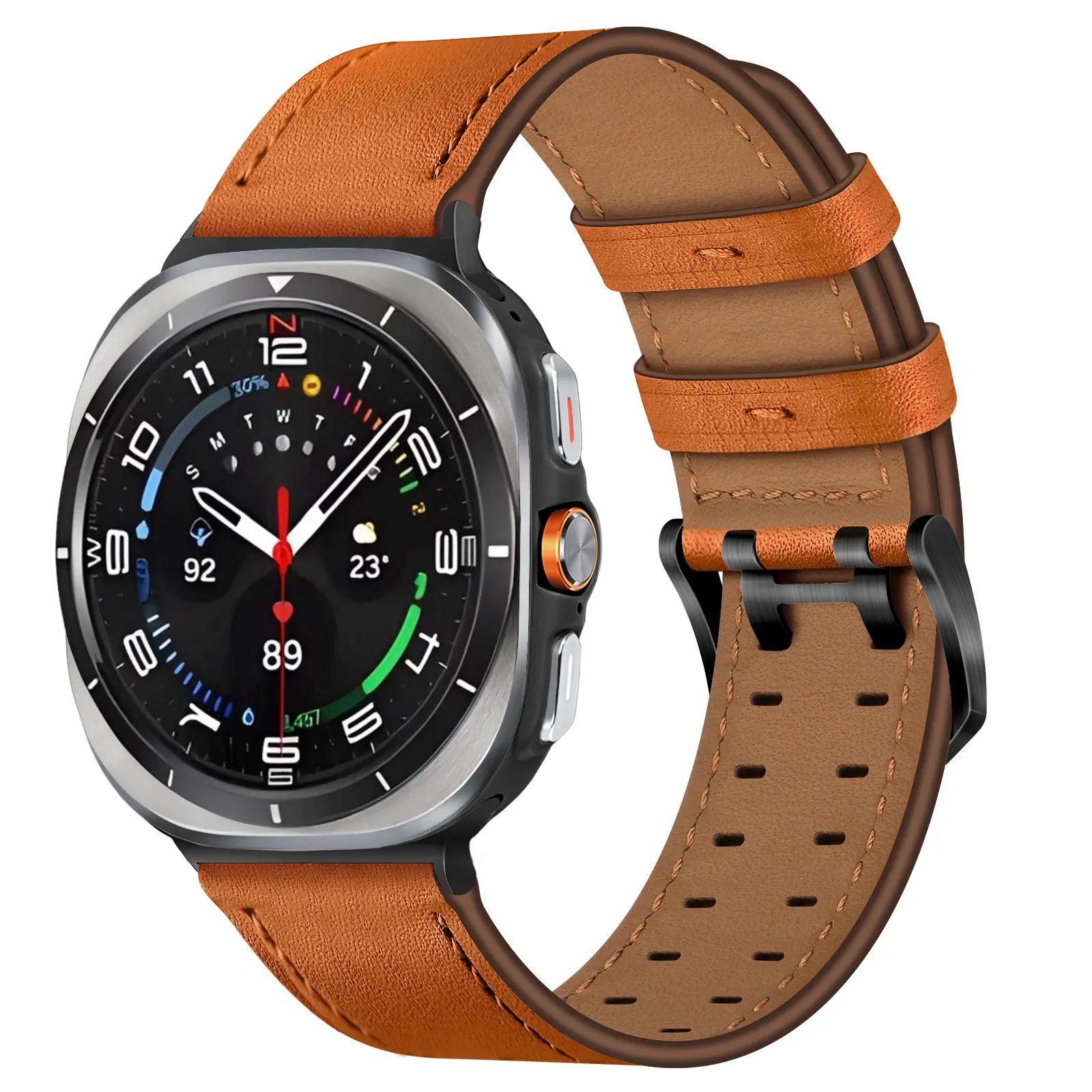 Correa cuero con doble pasador Samsung Galaxy Watch Ultra (naranja)