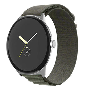 Alpine Nylon Strap, green, on a watch, 3/4 front view