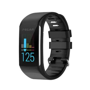 Silicone Strap, black, on a watch, 3/4 front view