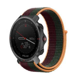 Nylon Strap, dark cherry, on a watch, 3/4 front view
