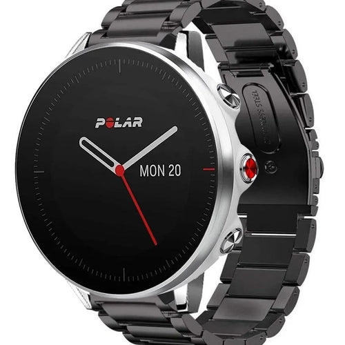 Titanium Strap, black, on a watch, 3/4 front view