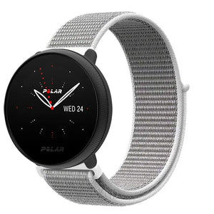 Nylon Strap, grey, on a watch, 3/4 front view
