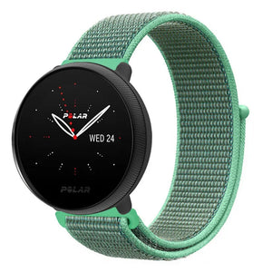 Nylon Strap, mint, on a watch, 3/4 front view