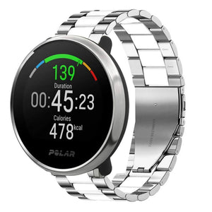 Steel Strap, silver/white, on a watch, 3/4 front view