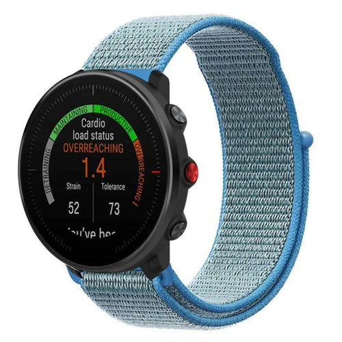 Nylon Strap, blue, on a watch, 3/4 front view
