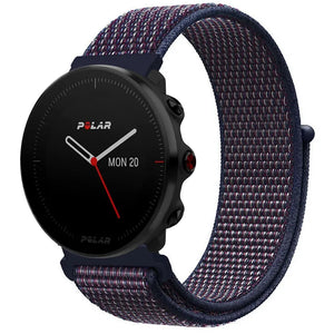 Nylon Strap, indigo, on a watch, 3/4 front view