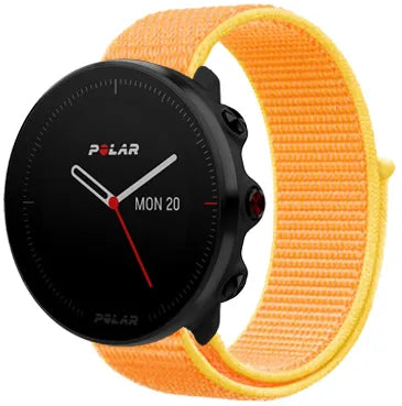 Nylon Strap, light yellow, on a watch, 3/4 front view