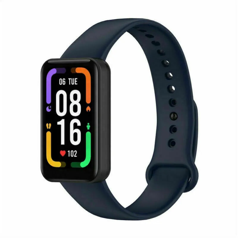 Silicone Strap, dark blue, on a watch, 3/4 front view