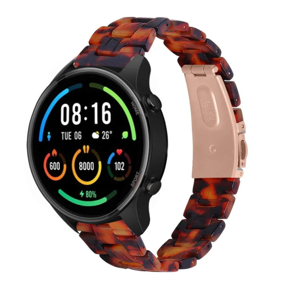 Metal Resin Strap, lava, on a watch, 3/4 front view