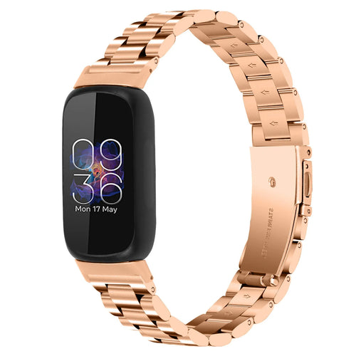 Steel Strap, rose gold, on a watch, 3/4 front view