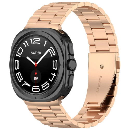 Steel Strap, rose gold, on a watch, 3/4 front view