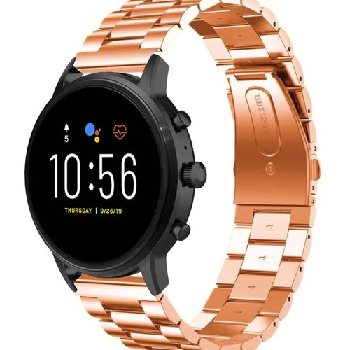 Correa acero Fossil Gen 4 Explorist HR (rosa dorado)