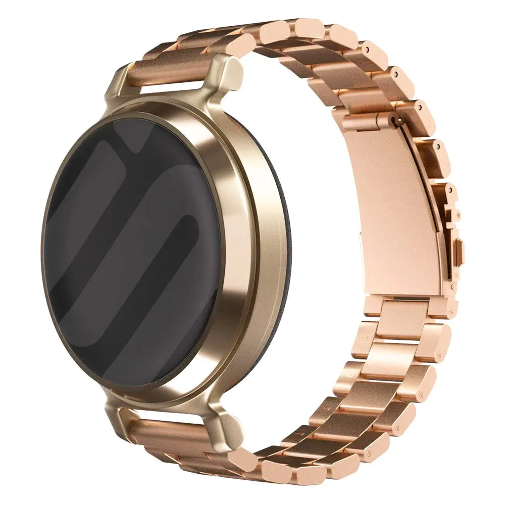 Steel Strap, rose gold, on a watch, 3/4 front view