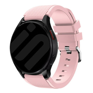 Twill Silicone Strap, pink, on a watch, 3/4 front view