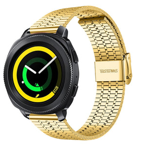 Fine Steel Strap, gold, on a watch, 3/4 front view