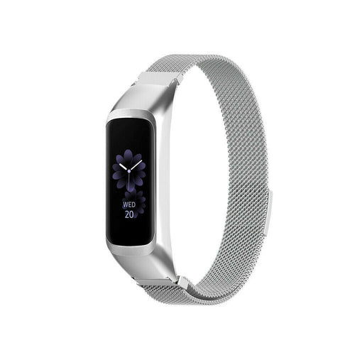 Milanese Strap, silver, on a watch, 3/4 front view