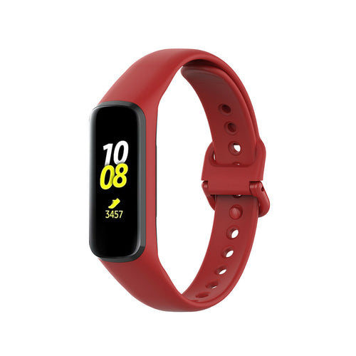Silicone Strap, red, on a watch, 3/4 front view
