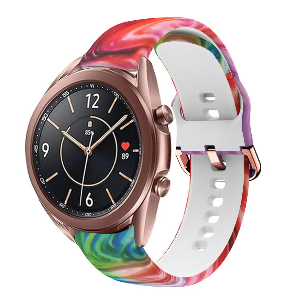 Print Silicone Strap, on a watch, 3/4 front view
