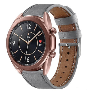 Modern Leather Strap, grey, on a watch, 3/4 front view