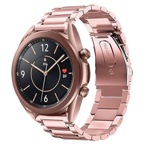 Steel Strap, pink, on a watch, 3/4 front view