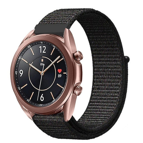 Nylon Strap, black, on a watch, 3/4 front view