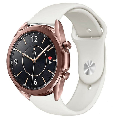 Silicone Sport Strap, white, on a watch, 3/4 front view