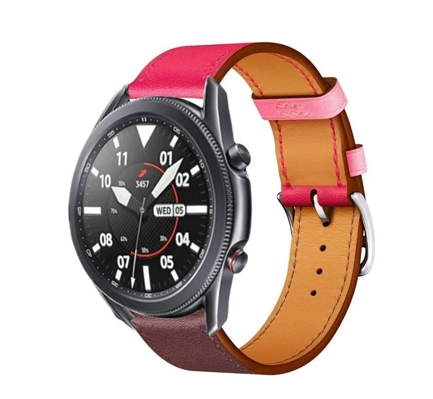 Leather Strap 'Duo', on a watch, 3/4 front view