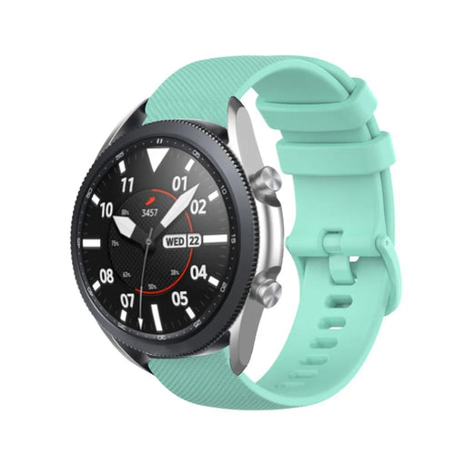 Premium Silicone Strap, aqua, on a watch, 3/4 front view