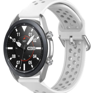 Breathable Silicone Strap, white, on a watch, 3/4 front view