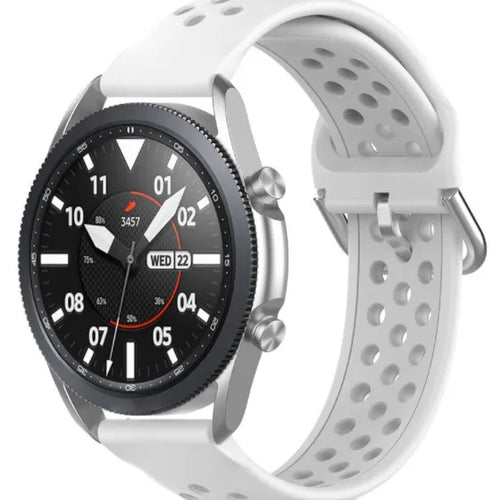 Breathable Silicone Strap, white, on a watch, 3/4 front view