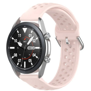 Breathable Silicone Strap, pink, on a watch, 3/4 front view