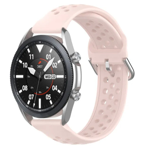 Breathable Silicone Strap, pink, on a watch, 3/4 front view