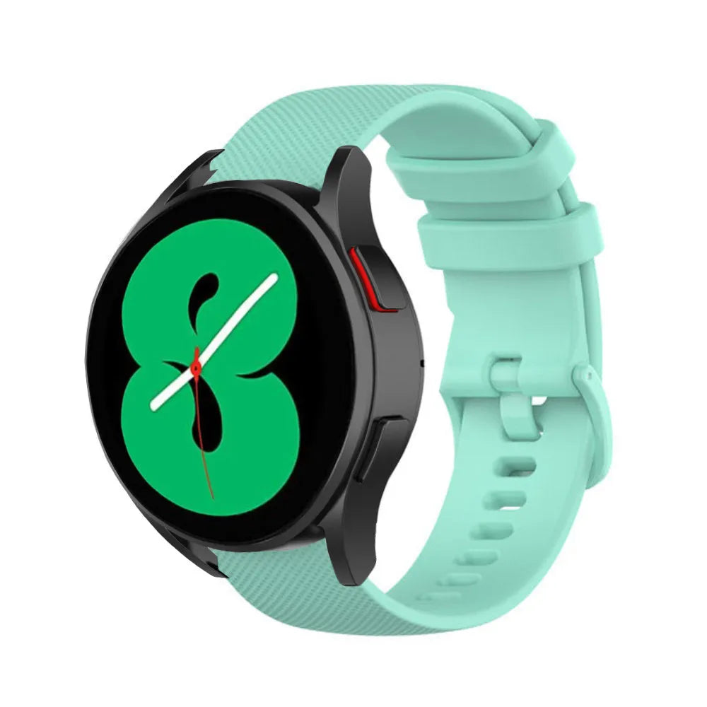 Premium Silicone Strap, aqua, on a watch, 3/4 front view