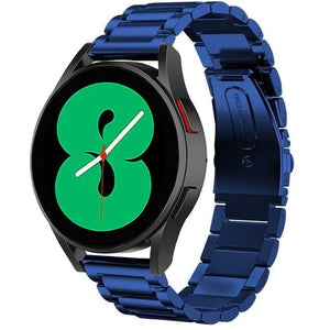 Steel Strap, blue, on a watch, 3/4 front view