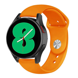 Silicone Sport Strap, orange, on a watch, 3/4 front view