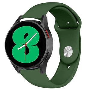 Silicone Sport Strap, army green, on a watch, 3/4 front view