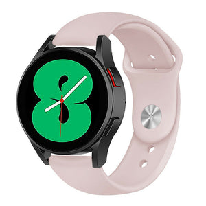 Silicone Sport Strap, pink, on a watch, 3/4 front view